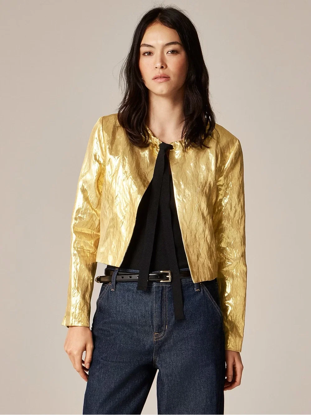 J.Crew Collection lady jacket in crinkled lamé CP668